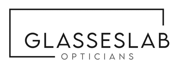 Glasseslab Opticians logo with black text on a white background